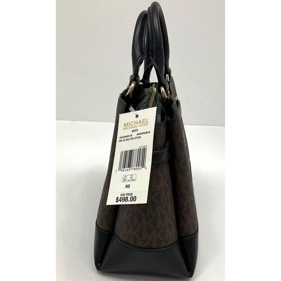 NWT FS Michael Kors Brown Signature Print Small Crossbody Pebble Leather Handbag - Picture 4 of 4